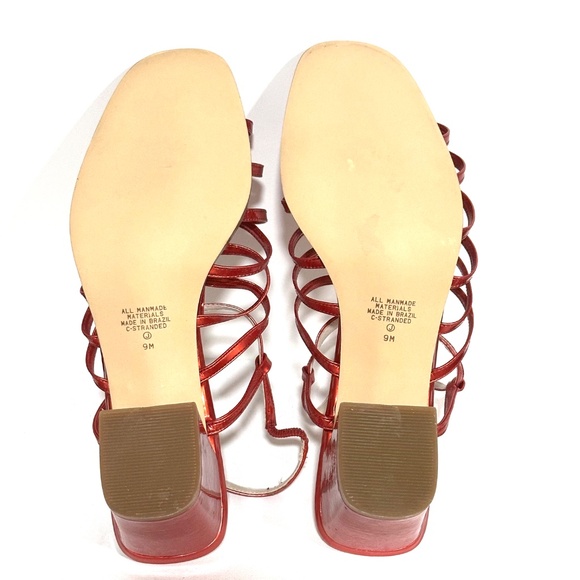 Women's Red Strappy Block Heel Sandals Size 9 New - Picture 4 of 5